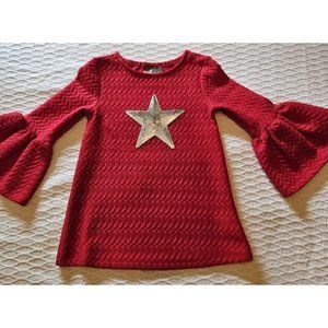 Pastourelle By Pippa And Julie Red Star Applique Size 6 Girls Sweater